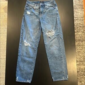 Express Blue Boyfriend Jeans with Distressed Details